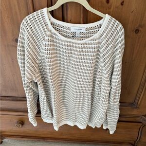 Banana Republic Factory Cream & Beige Knit Crew Sweater